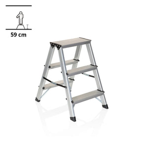 Aluminium klaptrap SOLID met drie treden en een hoogte van 59 cm van hjh OFFICE