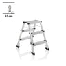 Aluminium Klaptrap SOLID IV met drie treden en zwarte standvoeten van hjh OFFICE