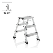 Aluminium Klaptrap SOLID IV met drie treden en zwarte standvoeten van hjh OFFICE