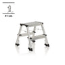 Tweetraps Klaptrap SOLID VI van zilverkleurig aluminium met zwarte rubberen voetjes van hjh OFFICE