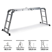 Aluminium Klaptrap SOLID W3 met twaalf treden in verschillende standen van hjh OFFICE