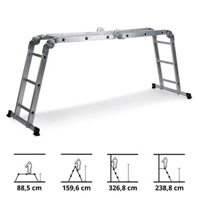 Aluminium Klaptrap SOLID W3 met twaalf treden in verschillende standen van hjh OFFICE