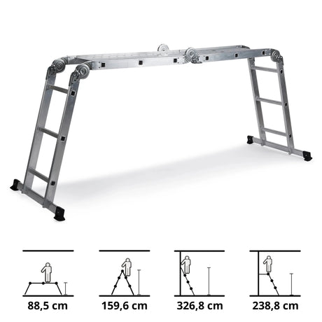 Aluminium Klaptrap SOLID W3 met twaalf treden in verschillende standen van hjh OFFICE