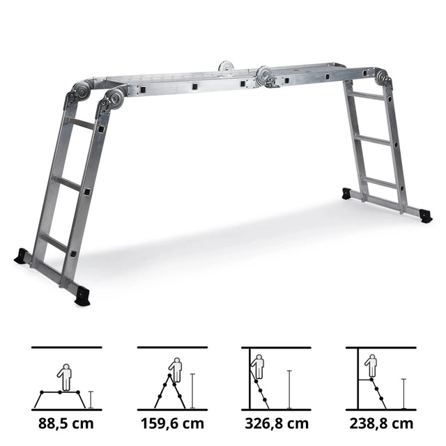 Aluminium Klaptrap SOLID W3 met twaalf treden in verschillende standen van hjh OFFICE