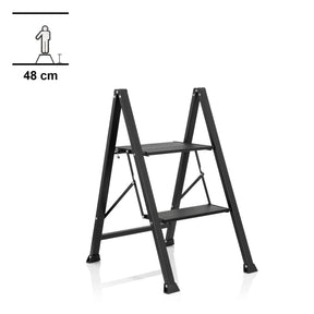 Zwarte Klaptrap SOLID W5 met twee treden en een hoogte van 48 cm van hjh OFFICE