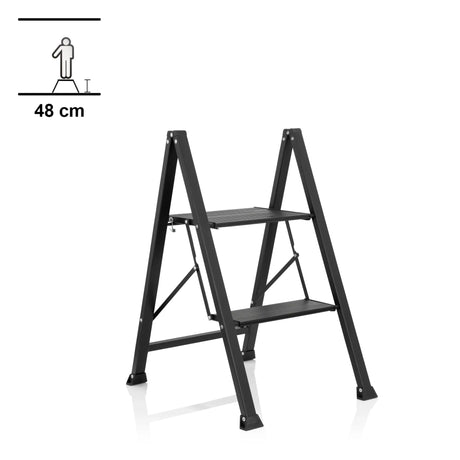 Zwarte Klaptrap SOLID W5 met twee treden en een hoogte van 48 cm van hjh OFFICE