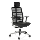 High end bureaustoel SPINIO ELITE L met zwarte netbekleding en lederen zitting van hjh OFFICE