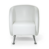 Witte gestoffeerde fauteuil ST. LUCIA met glanzende metalen poten van hjh OFFICE