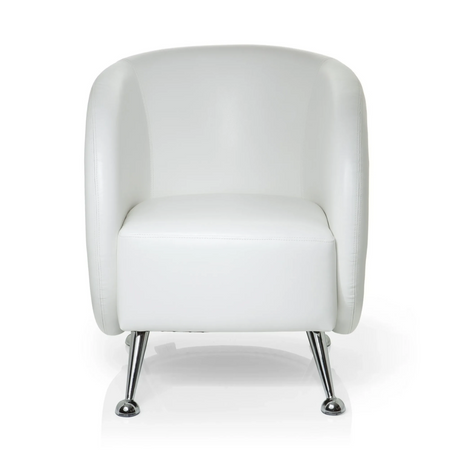 Witte gestoffeerde fauteuil ST. LUCIA met glanzende metalen poten van hjh OFFICE