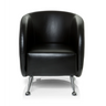 Zwarte gestoffeerde fauteuil ST. LUCIA met gladde kunstlederen bekleding en vier verchroomde poten van hjh OFFICE