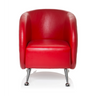 Rode Gestoffeerde fauteuil ST. LUCIA met glanzend oppervlak en vier metalen poten van hjh OFFICE