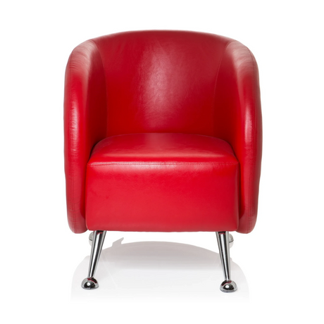 Rode Gestoffeerde fauteuil ST. LUCIA met glanzend oppervlak en vier metalen poten van hjh OFFICE