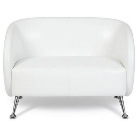 Witte lounge bank ST. LUCIA als tweezitter met glanzende metalen poten van hjh OFFICE
