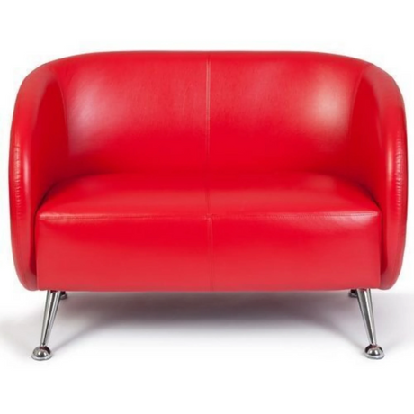 Rode lounge bank ST. LUCIA als tweezitter met glanzende metalen poten van hjh OFFICE