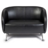 Zwarte lounge bank ST. LUCIA als tweezitter met glanzende metalen poten van hjh OFFICE