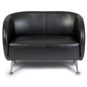 Zwarte lounge bank ST. LUCIA als tweezitter met glanzende metalen poten van hjh OFFICE