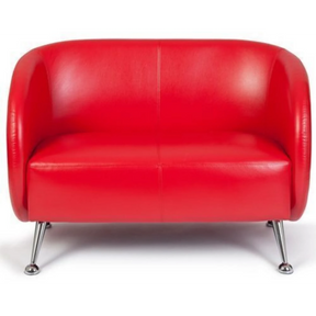 Rode lounge bank ST. LUCIA als tweezitter met glanzende metalen poten van hjh OFFICE