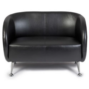 Zwarte lounge bank ST. LUCIA als tweezitter met glanzende metalen poten van hjh OFFICE
