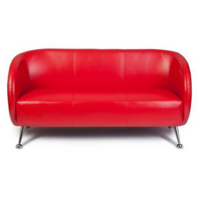 Rode lounge bank ST. LUCIA als driezitter met glanzende metalen poten van hjh OFFICE