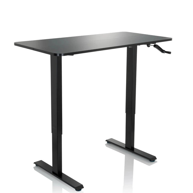 Zwart Zit- Sta bureau STAND CR met zwengelmechanisme en T-pootonderstel van hjh OFFICE