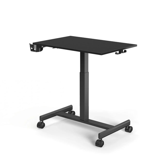 Zwart Zit- Sta bureau Stand K met een rechthoekig blad en vier zwenkwielen van hjh OFFICE