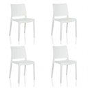 Vier witte Outdoor stoelen T37 V 4 met een eenvoudige rugleuning in een set van vier van hjh LIVING