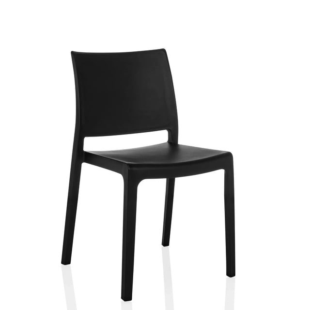 Zwarte Outdoor stoel T37 V van kunststof met een eenvoudige rugleuning van hjh LIVING