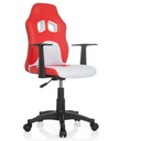 Kinder bureaustoel TEEN GAME AL in rood en wit met twee uitsparingen in de hoofdsteun van hjh OFFICE
