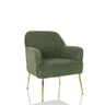 Groene Lounge stoel THASSOS met gestructureerde stofbekleding en goudkleurige poten van hjh LIVING