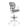 Grijze Baliestoel TOP WORK 108 W met netrugleuning en wit kruisvoet van hjh OFFICE