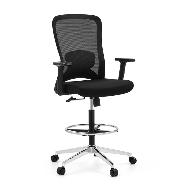Zwarte Werkstoel Top Work 44 met netrugleuning en verchroomd onderstel van hjh OFFICE
