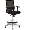 Zwarte Baliestoel TOP WORK 77 met netrugleuning, voetring en glanzend metalen frame van hjh OFFICE