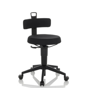 Zwarte Draaikruk TOP WORK FLEX met stoffen bekleding, rugleuning en vijf zwenkwielen van hjh OFFICE
