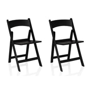 Twee zwarte Outdoor stoelen TRAVANO 1 in klapoptiek met gebogen rugleuningen van hjh LIVING
