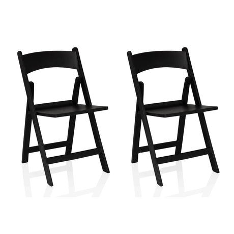 Twee zwarte Outdoor stoelen TRAVANO 1 in klapoptiek met gebogen rugleuningen van hjh LIVING