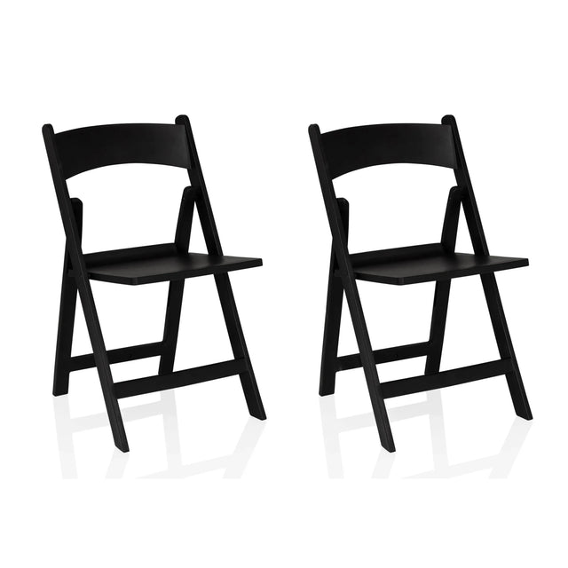 Twee zwarte Outdoor stoelen TRAVANO 1 in klapoptiek met gebogen rugleuningen van hjh LIVING