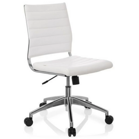 Professionele bureaustoel TRISHA met witte bekleding en verchroomd onderstel van hjh OFFICE