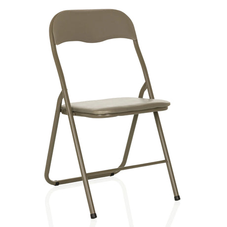 Taupekleurige klapstoel TUDELA BASIC met PVC-bekleding en metalen frame van hjh OFFICE
