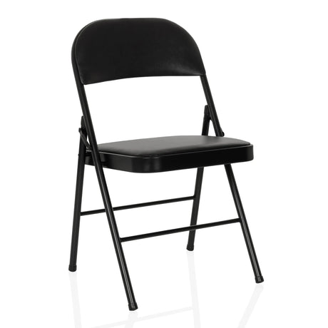 Zwarte Klapstoel TUDELA H met kunstlederen bekleding en zwart frame van hjh OFFICE