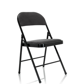Klapstoel TUDELA I met donkergrijze fluwelen stoffen bekleding en zwart frame van hjh OFFICE
