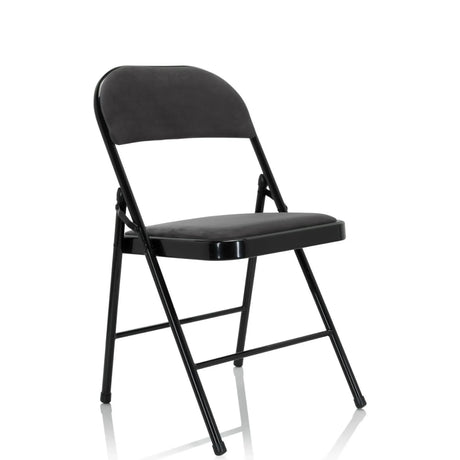 Klapstoel TUDELA I met donkergrijze fluwelen stoffen bekleding en zwart frame van hjh OFFICE