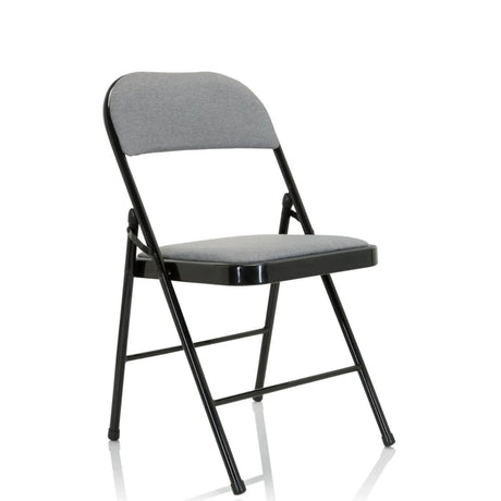 Lichtgrijze Klapstoel TUDELA II met stoffen bekleding en zwart metalen frame van hjh OFFICE