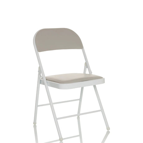 Grijze Klapstoel TUDELA W met kunstlederen bekleding en wit metalen frame van hjh OFFICE