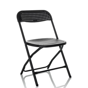 Zwarte Outdoor stoel TUDELA XXL PRO met geperforeerd zitvlak en rugleuning van hjh OFFICE