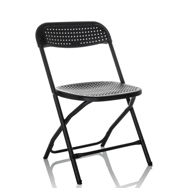 Zwarte Outdoor stoel TUDELA XXL PRO met geperforeerd zitvlak en rugleuning van hjh OFFICE