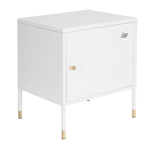 Witte kantoorkast UMEO met goudkleurige knop en goudkleurige voetdoppen van hjh OFFICE