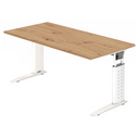 Hoogteverstelbaar bureau UNDA 16 W in knoestig eiken met zilveren frame van hjh OFFICE PRO