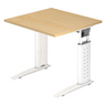 Hoogteverstelbaar bureau UNDA 8 W met esdoornhouten blad en wit frame van hjh OFFICE PRO