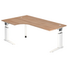 Hoogteverstelbaar bureau UNDA 82 W in walnoot-look met wit onderstel van hjh OFFICE PRO