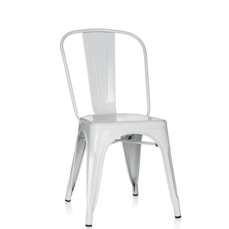 Witte metalen Bistrostoel VANTAGGIO COMFORT met ronde leuningranden van hjh OFFICE